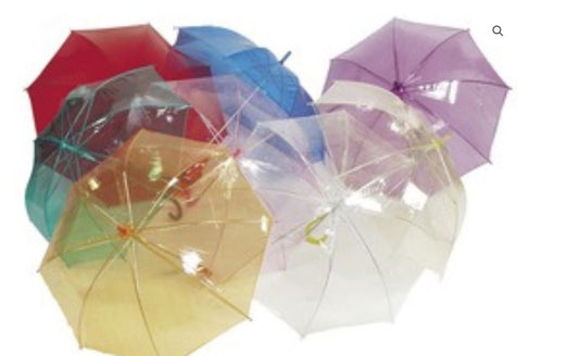 Clear Coloured Umbrellas - Choice of 9 Colours