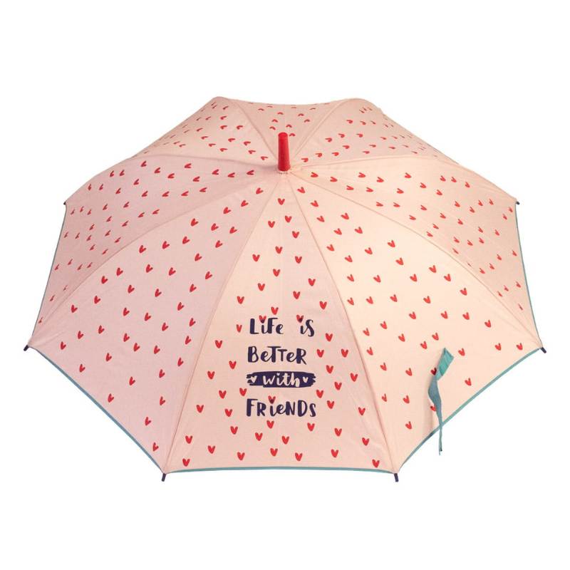 Girls Pink Umbrella - Heart Print