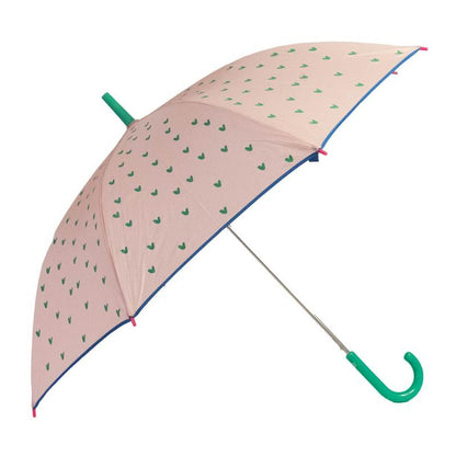 Girls Pink Umbrella - Heart Print