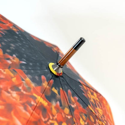 Double Canopy Auto Open Orange Flower Umbrella