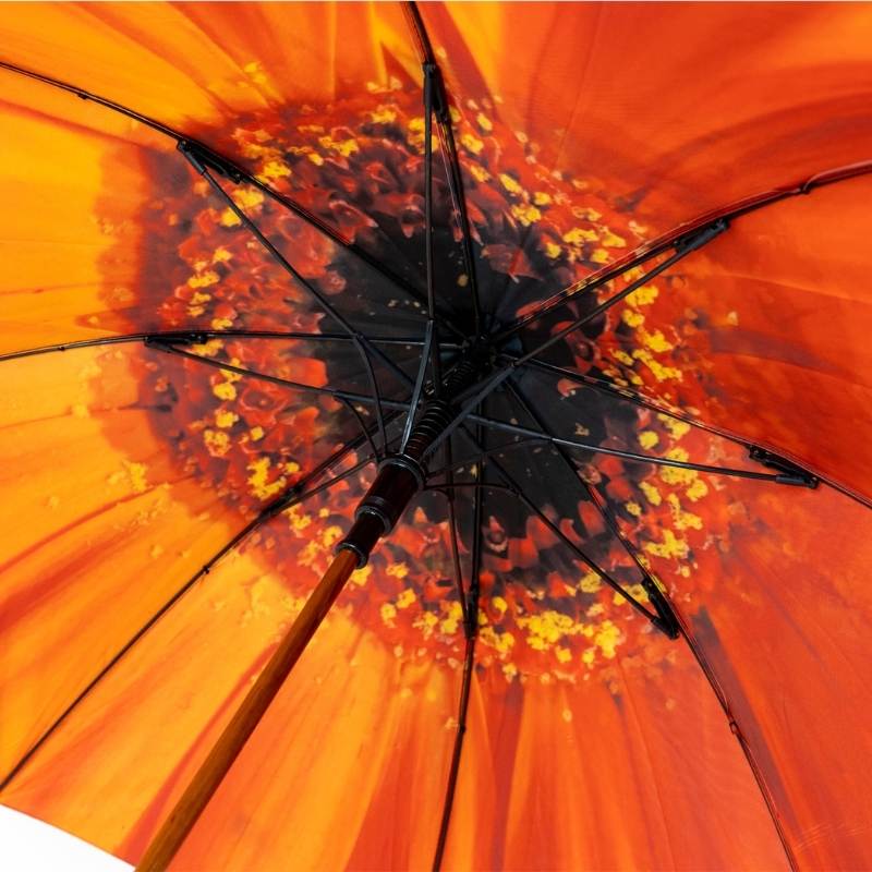 Double Canopy Auto Open Orange Flower Umbrella