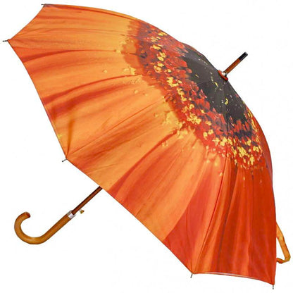 Double Canopy Auto Open Orange Flower Umbrella