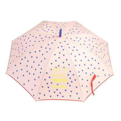 Girls Pink Umbrella - Heart Print